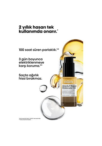 Absolut Repair Molecular Çift Fazlı Profesyonel Saç Bakım Yağı 30 Ml