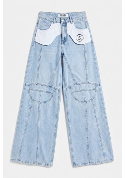 it's basic Kadın Ice Palazzo Fit Özel Tasarım Denim Jean Buz Mavi
