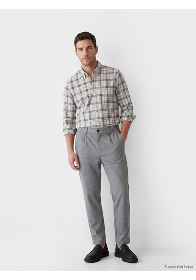 Lcwaıkıkı Classic Ekru Regular Fit Ekose Erkek Gömlek
