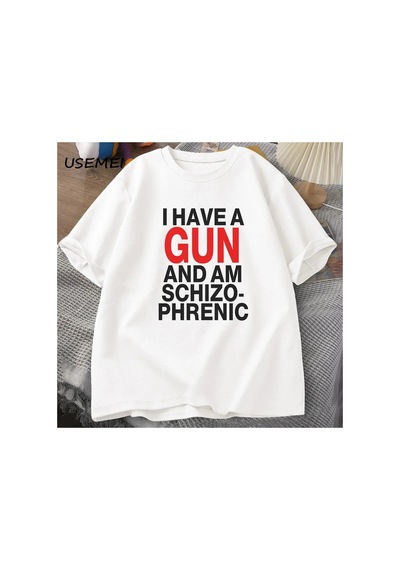 Tarzsokak Ben Bir Silah Var Ve Im Şizofrenik T-shirt Erkekler Fuuny Pamuk T Shirt Erkek Giysileri Stree 2971 Beyaz