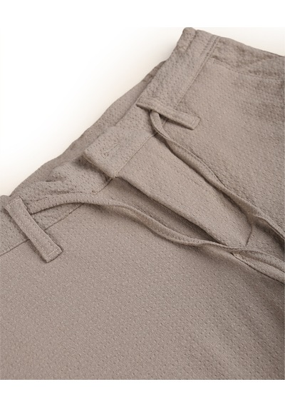 Rizzup Erkek Bej Likralı Gofre Kumaş Beli Lastikli İpli Slim Fit Günlük Pantolon 2600650