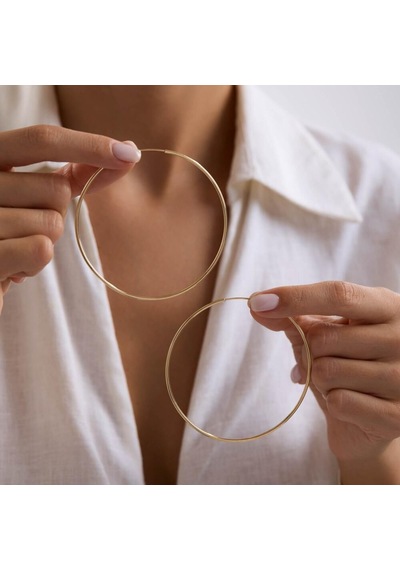 14k Altın Halka Küpe 1,2 Mm 7.5 Cm Gizli Kilit T14296 Renkli
