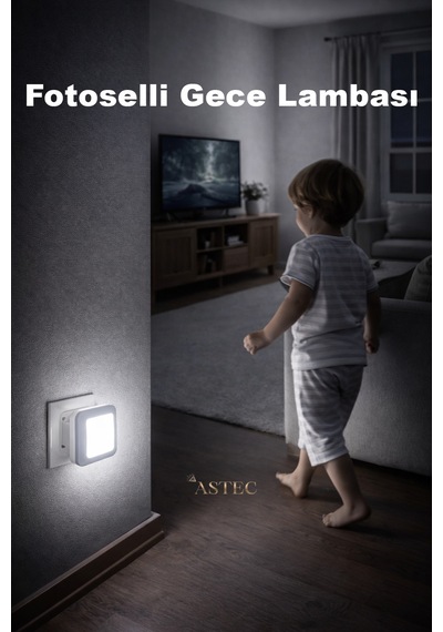 Astec Fotoselli Gece Lambası 1 Watt Tak Çalıştır Sensörlü Beyaz Renk