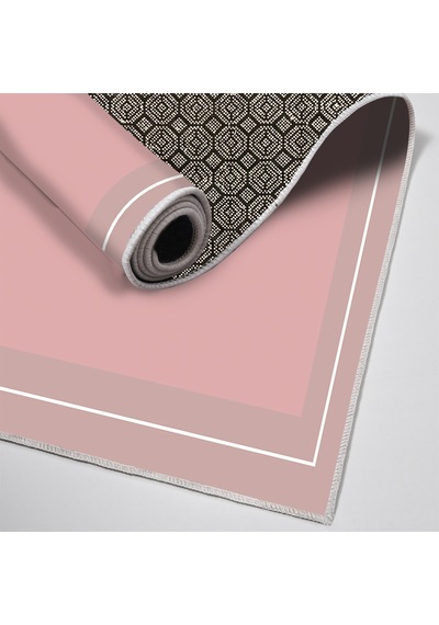 Dijital Kaymaz Yıkanabilir Mutfak Banyo Salon Paspas Halısı Trend Modern Al4001 Pembe
