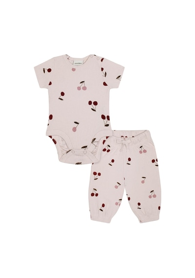 Antebies Organik Gots Sertifikalı Pembe Kiraz Desen,bel Lastikli,bağcıklı,kısa Kol Bebek Body Eşofman Takımı Antebies Organik Gots Sertifikalı Pembe Kiraz Desen,bel Lastikli,bağcıklı,kısa Kol Bebek Body Eşofman Takımı