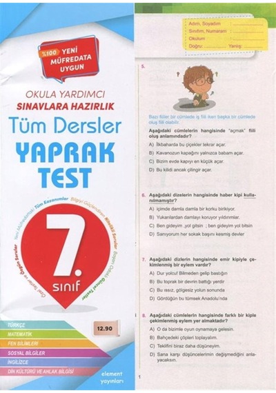 7. Sınıf Tüm Dersler Yaprak Test Sku: Zeusstkb2d48604b3