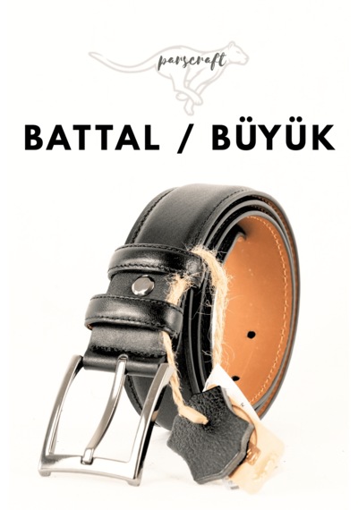 Parscraft Battal Boy / Büyük Beden / Uzun Boy Xxxl 3,5 Cm Klasik Erkek Hakiki Deri Kemer 170 Cm E Kadar Siyah