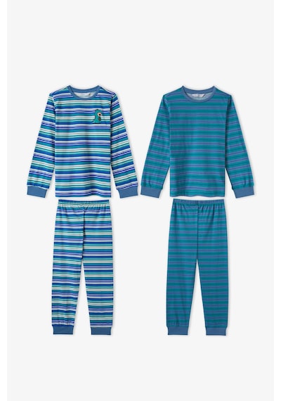 Penti Erkek Çocuk Mavi Çizgili Lovers Pamuklu Uzun Kollu 2li Pijama Takımı