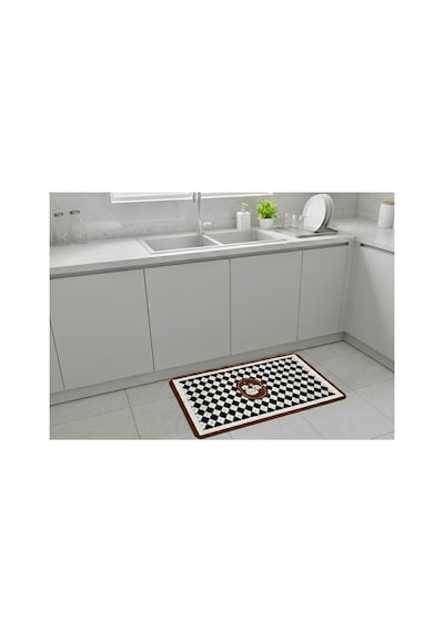 2 Li Sihirli Paspas,su Emici, Kaymaz Tabanlı, Banyo,duş,mutfak,lavabo,balkon Kapısı 57,5x38 Cmx 2 Kahverengi Çiçekli Geometrik