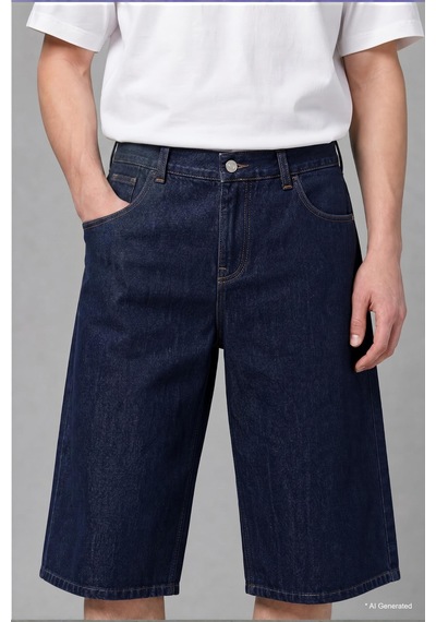 Defacto %100 Pamuk Super Baggy Fıt Lacivert Bermuda Jean Şort I3978ax26hsnm34 Mavi-nm34