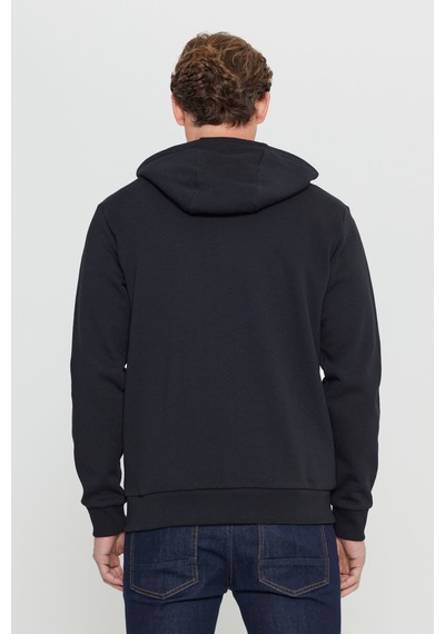 AC&Co / Altınyıldız Classics Standart Fit Normal Kesim Kapüşonlu Fermuarlı Erkek Sweatshirt - Siyah