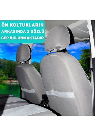 Pandami Ticari Oto Koltuk Kılıfı, Tam Set 5 Koltuk - Tay Tüyü / Bebek Mavisi