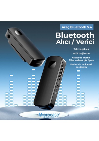 Microcase M18 2'si 1 Arada Bluetooth 5.3 Alıcı Verici Aux Adaptör - Araç İçi Eller Serbest Konuşma Kiti, Kablosuz Ses Transmitter Rx Tx Modlu - Al5779