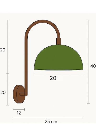 Verde Arc Aplik Duvar Lambası Haki