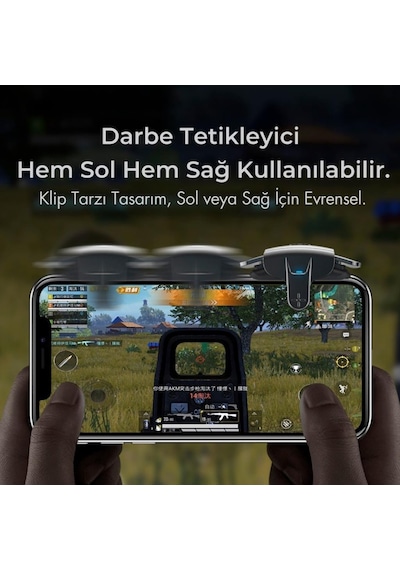 Coofbe Profesyonel Yüksek Hassasiyetli 2 Adet Şarjlı Telefon Tetik Mobil Oyun Tetik Aparatı 4 Buton Nişan Ve Tetik Tuşu