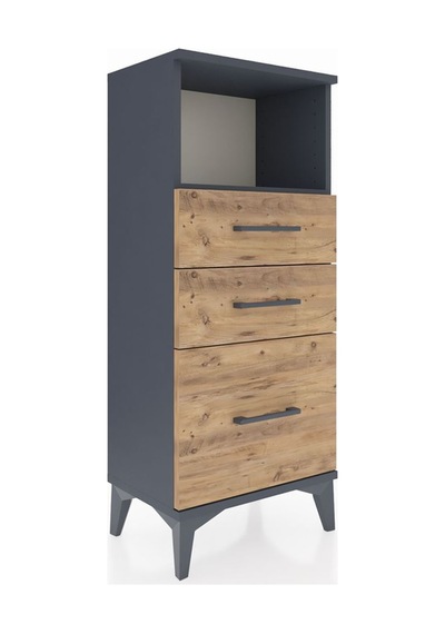 Arges Komodin Tek Raflı 3 Çekmeceli 44x30x106 Antrasit-çam Antrasit