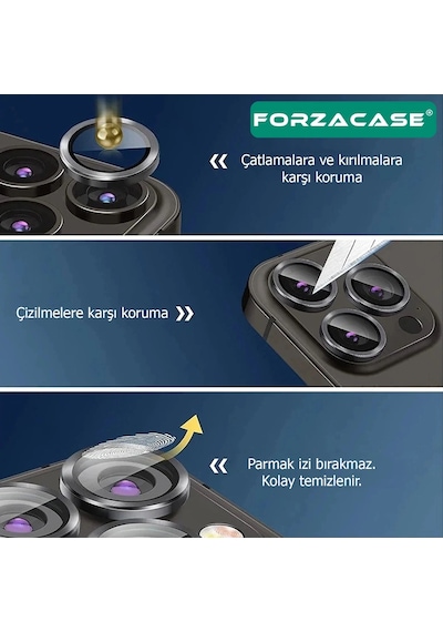 Forzacase Xiaomi 17 Pro Max İle Uyumlu Kamera Camı Lens Koruyucu Halka Seti - Fc381 Siyah