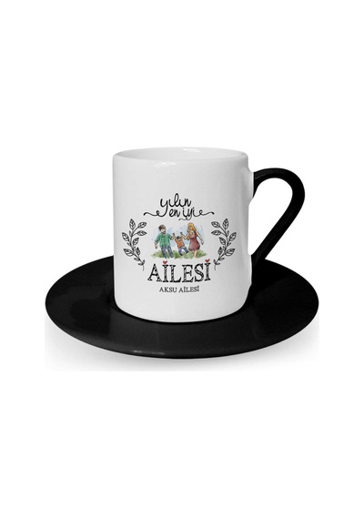 Kişiye Özel Yılın En İyi Ailesi Siyah Türk Kahvesi Fincanı - 2