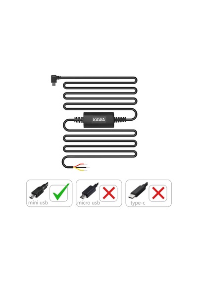 Kawa Pt01 D8 / D10 Uyumlu Mini Usb Park Modu Bağlantı Kiti Akü Sigorta Park Modunda Kayıt İçin Bağlantı Kablosu