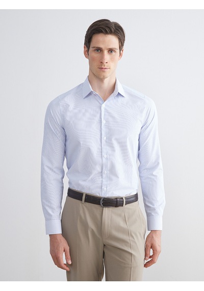 Lcw Busıness Mavi Slim Fit Uzun Kollu Çizgili Poplin Erkek Gömlek