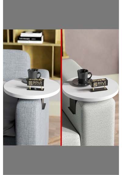 Zigon Sehpa Yan Sehpa Ayarlanabilir Tepsi Dekoratif Modern Tepsi Beyaz Beyaz