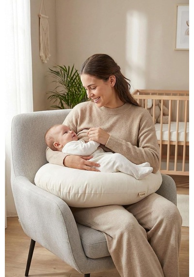 Bebek Emzirme Ve Destek Minderi Yıkanabilir Kılıf - Beyaz