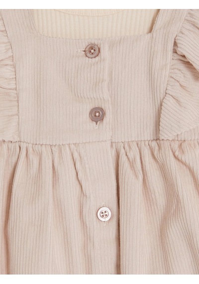 LC Waikiki Lcw Baby Bej Bisiklet Yaka Fırfırlı Kız Bebek Elbise Beıge