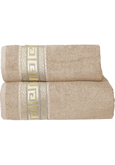 2 Parça Banyo Havlu Seti Helen %100 Pamuklu 70x140 Cm Bej