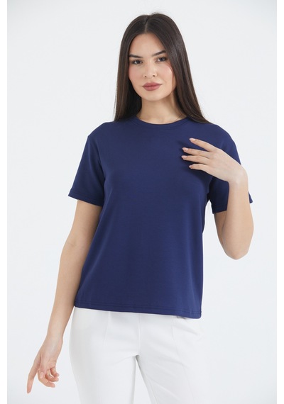 Thiff Gymwear Kadın Modal Kumaş Kısa Kolu Basic Tişört Lacivert