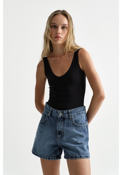 Açelyaokcu Premium Kaida Denim Mini Şort Lacivert