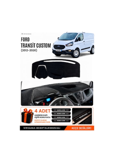 Ford Transit Custom 2012-2020 Uyumlu Torpido Örtüsü, Torpido Kılıfı - Siyah - Fo033