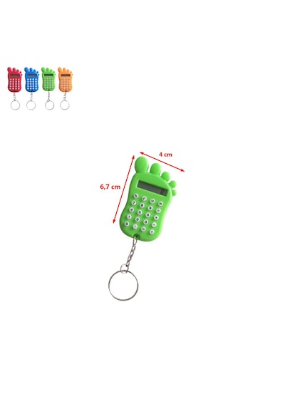 Yeşil Ayak Şekilli Mini 8 Haneli Hesap Makinesi Anahtarlık 1 Adet Ebat: 6.7 CM x 4 CM