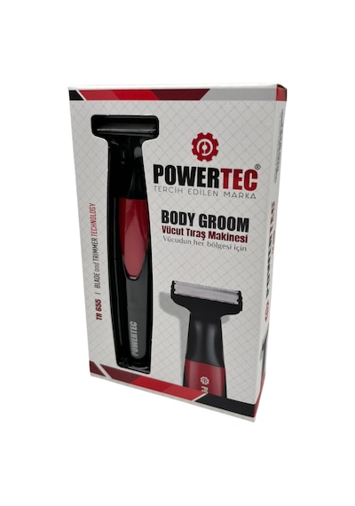 Powertec TR-655 Vücut Tıraş Makinesi (Body Groom) Çift Bıçak - Sıfıra Yakın Kesim