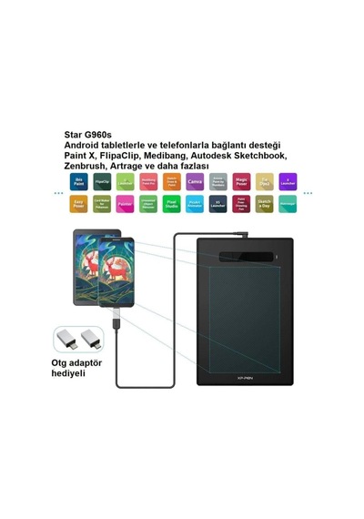 Star G960s 12.5x8.25 Inç Grafik Tablet 8192 Basınç 4 Tuşlu
