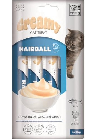 M-pets Creamy Hairball Tavuklu Ve Tuna Balıklı Kedi Ödülü 4x15 Gr