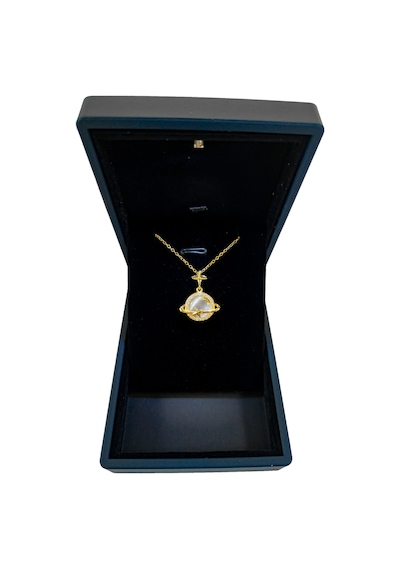 Işıklı Premium Kutuda Satürn Star Kolye Gold | 14 Şubat Sevgililer Günü Hediyesi | Kadın