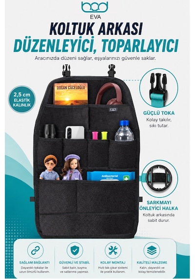 Bod Koltuk Arkası Düzenleyici Araç Içi Organizer 2 Li Set