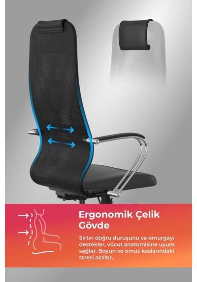 Ergolife Sit 8 Ofis Koltuğu Krom Ayaklı, Fileli, Yüksek Arkalıklı, Siyah, Bilgisayar Sandalyesi -1b9.55.1.403 Çok Renkli Ergolife Sit 8 Ofis Koltuğu Krom Ayaklı, Fileli, Yüksek Arkalıklı, Siyah, Bilgisayar Sandalyesi -1b9.55.1.403 Çok Renkli