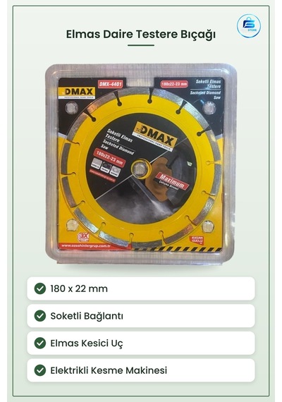 Soketli Elmas Daire Testere Bıçağı 180x22 Mm Hassas Kesim Diski E