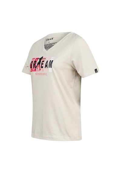 2as Alone Baskılı V Yaka Kadın T-shirt 404 Kum