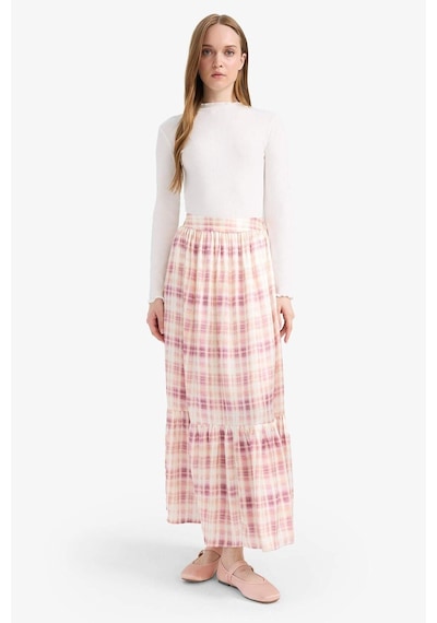 DeFacto Desenli Esnek Belli Saten Maxi Etek F2726AX25SMPN441 Pembe