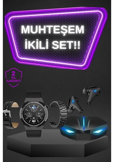 Kablosuz Bluetooth Bağlantılı Kulaklık Ve Dokunmatik Ekran Akıllı Saat Arama Cevaplama