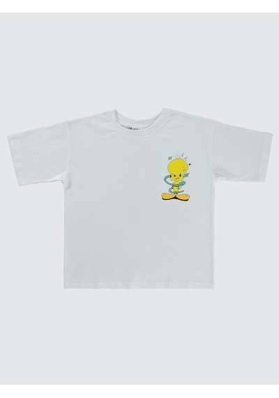 Tweety Kız Çocuk Tişört 10-13 Yaş Beyaz