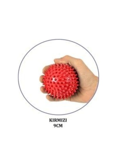 El Egzersizmasaj Ve Duyu Topu, Yumuşak Dikenli Top Kırmızı Renk 9 Cm