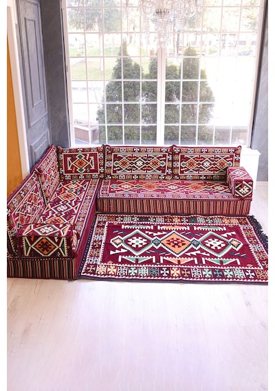 Şark Köşesi Takımı Bordo Anadolu Modeli 10 Parça 20 Cm Minder Kalınlığı