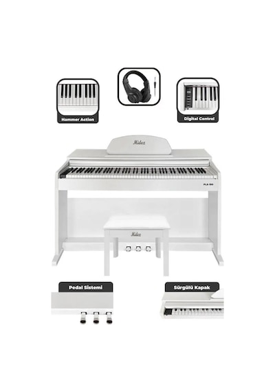 Midex Plx-190wh Dijital Piyano 88 Tuşlu Beyaz Tuş Hassasiyetli Bl