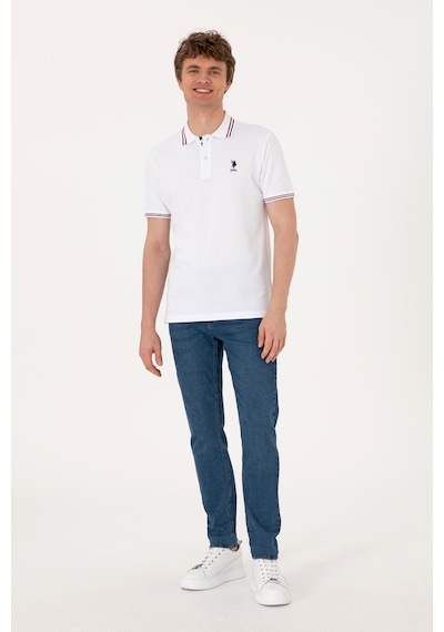 U.S. Polo Assn. Erkek Regular Fit Beyaz Polo Yaka Basic Tişört 50306011-VR013
