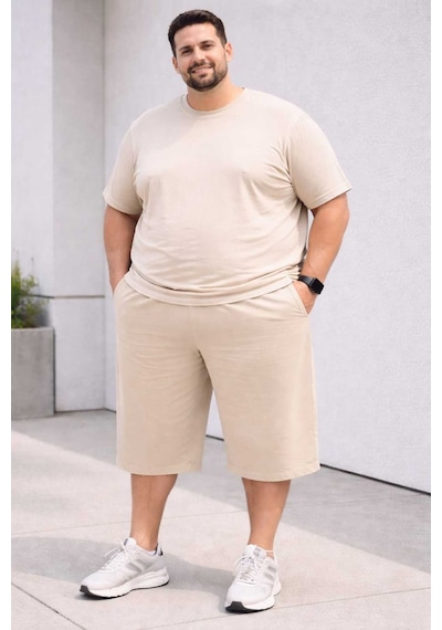 Akt Gayem Butik Çok Büyük Beden Kapri 3xl-10xl Bej