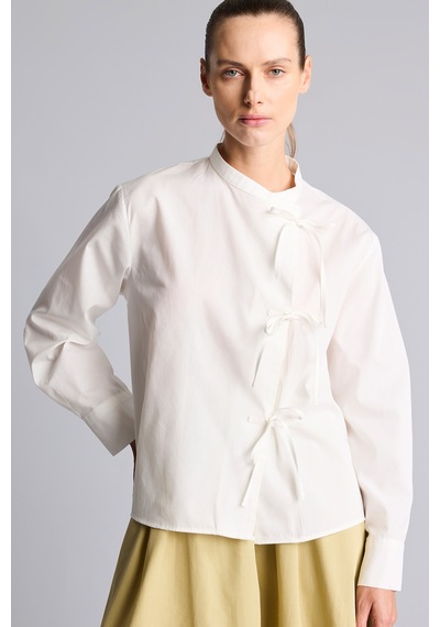 Defacto Regular Fit Hakim Yaka Bağlamalı Poplin Tunik I1818ax26hser105 Ekru-er105