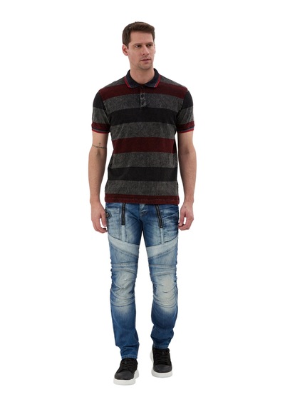 Cipo & Baxx Erkek Çizgili Polo Yaka Tişört Slim Fit Pamuklu Günlük Şık T-shirt Ct859 Ant